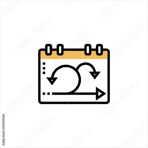 Agile calendar symbol represents project management and scheduling for software development in a modern, minimalist style.