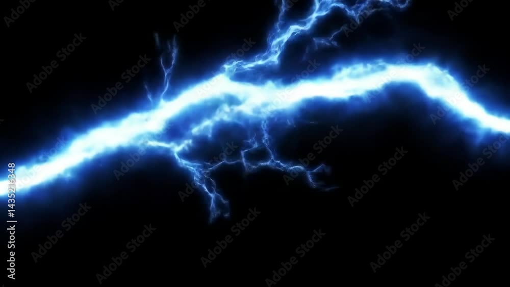 Blue Glowing Lightning Bolt Electricity Arc Dynamic Energy Effect on Black Background Abstract Visual for Design Blue Glowing Lightning Bolt Electricity Arc Dynamic Energy Effect on Black Background Abstract Visual for Design