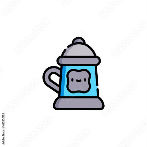 Cute beer stein sits cheerfully on a white table, ready to be filled with a refreshing beverage, creating a fun and inviting atmosphere.