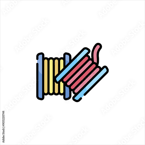 Two spools of colorful thread sitting side by side, used for sewing and crafts, creating a vibrant and artistic scene.