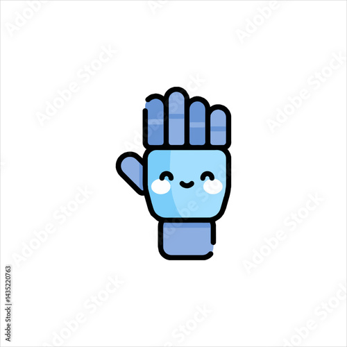 Cute robotic hand waving hello on white background, representing friendly technology and futuristic communication, conveys a positive and approachable mood.