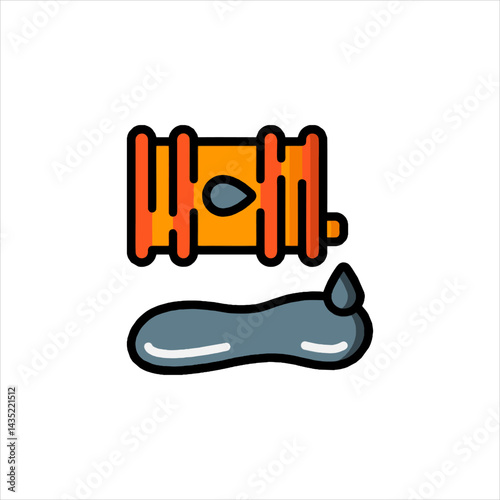 Oil barrel leaking crude oil onto the ground, causing pollution and environmental damage, reflecting concerns about sustainability and environmental responsibility.