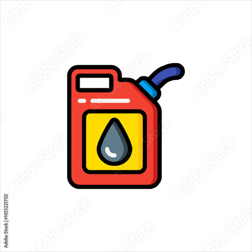 Red jerrycan containing fuel rests on white surface, symbolizing energy and transportation needs in modern society.