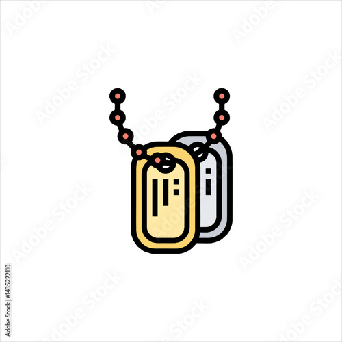 Dog tags hanging on chain symbolize military identification and service in remembrance day, honoring veterans and fallen soldiers.
