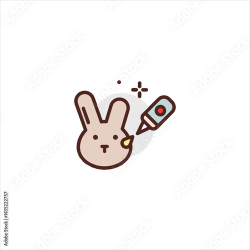 Cute bunny getting vaccinated with needle on white backdrop, promoting animal healthcare and disease prevention, creating a sense of safety and wellbeing.