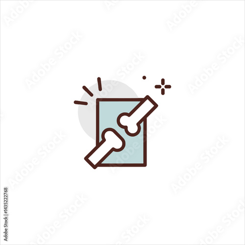 Bone fracture graphic represents medical condition with pain and healing process, symbolizing injury and recovery in a minimalist style.