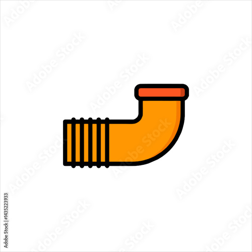 Orange pipe connecting with corrugated section in a plumbing system, representing industrial infrastructure and utility services.
