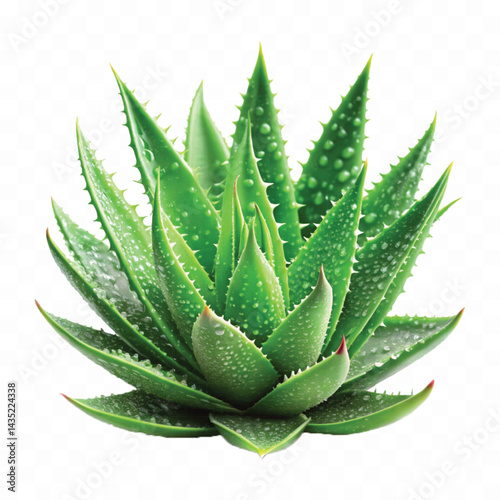 realistic clump of green aloe vera plant isolated on transparent background