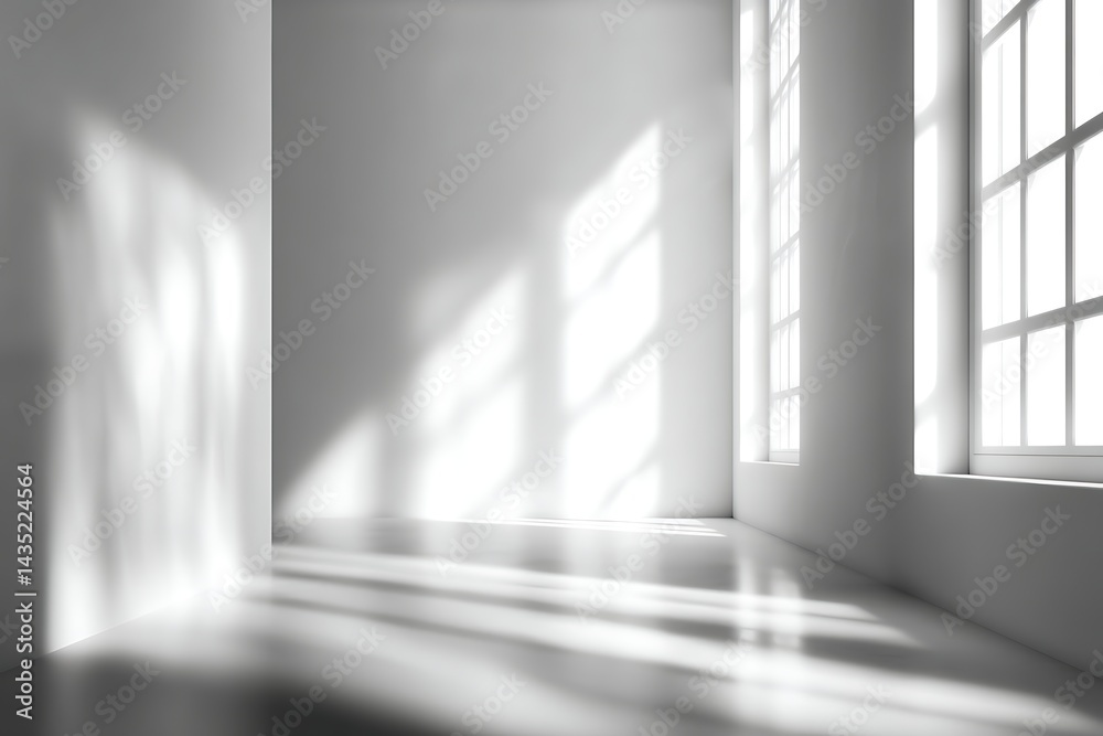 Fototapeta premium Empty Modern Interior with Sunlight and Shadows