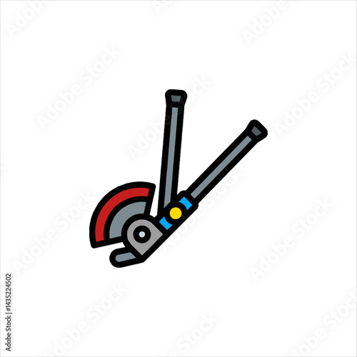 Bolt cutters cutting through metal pipe in workshop, demonstrating tool's power and precision for industrial tasks.