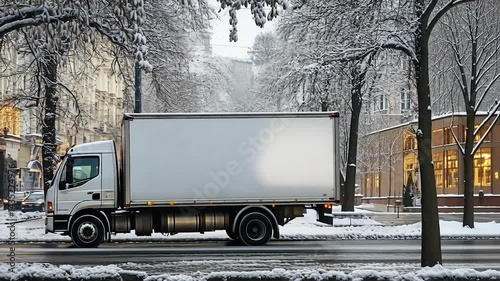 Snowy City Delivery Truck photo