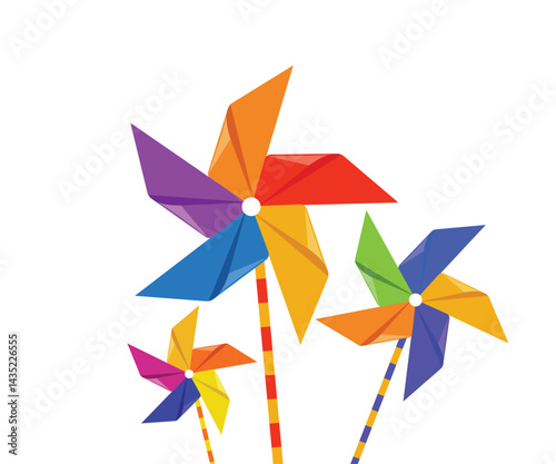 Colorful Pinwheels for Bengali New Year Celebration on White BackgroundColorful Pinwheels for Bengali New Year Celebration on White Background
