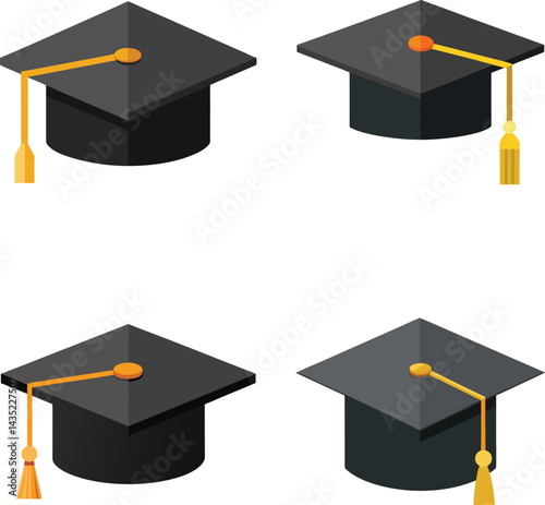Graduation cap education achievement black and white vector illustration image