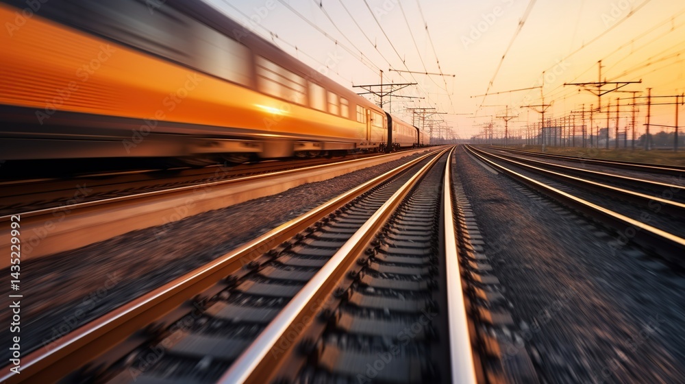 Fototapeta premium Train Tracks at Sunset