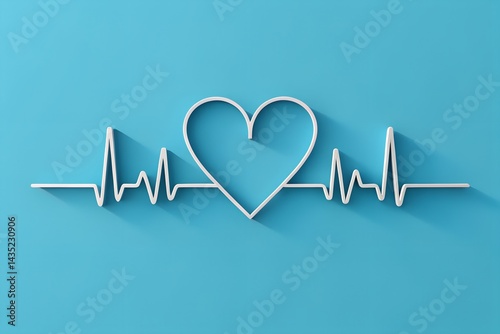 Heartbeat and Heart Symbol: Medical Love for Health.