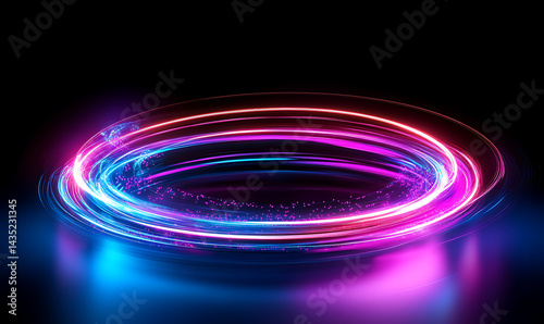 Glowing Circular Light Trails in Pink and Blue
