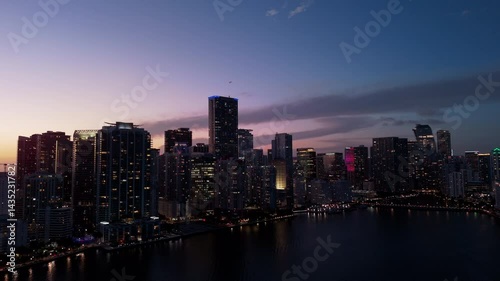 Wallpaper Mural Modern Skyscrapers on coast of dusk Miami Illuminated by Sunset Light Torontodigital.ca