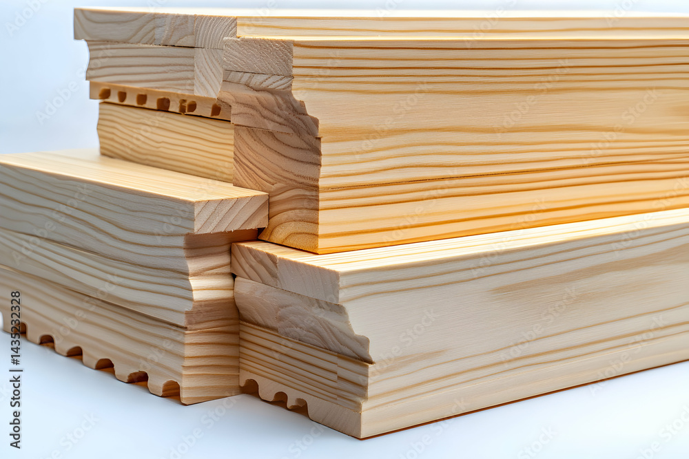 Fototapeta premium Stacked Light Brown Wood Planks With Honeycomb Pattern