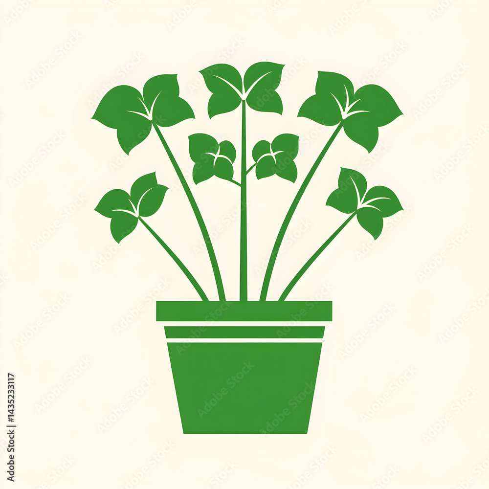 Obraz premium Green Potted Plant Illustration