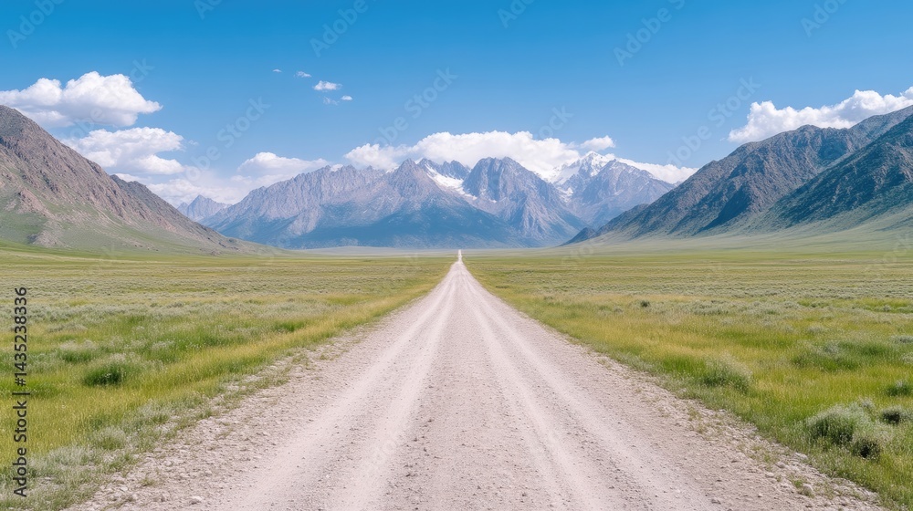 Fototapeta premium Open road leading into a vast mountain range