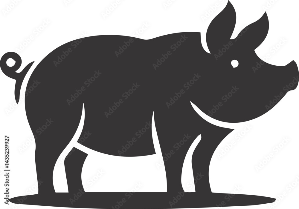 Fototapeta premium Pig Silhouette Vector Set – Farm Animal Collection for Logos, Stickers, and Designs