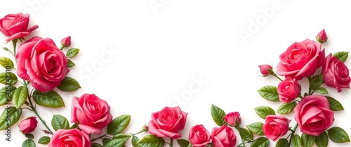 Elegant corner design featuring lush roses and leaves, ideal for wedding invitations or greeting cards, template, border