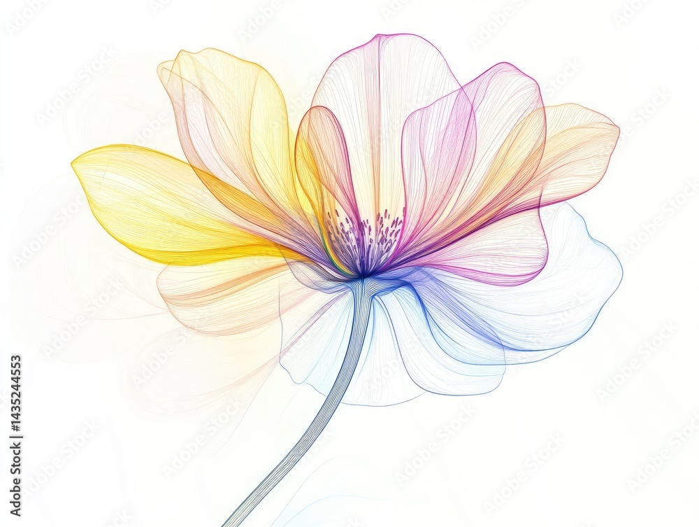 Abstract flower illustration, artistic, soft colors Abstract flower illustration, artistic, soft colors