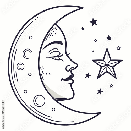 Minimal Moon Icon Vector | Printable Celestial Graphic for Digital & Wall Art