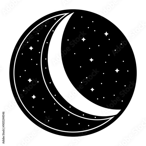 Minimal Moon Icon Vector | Printable Celestial Graphic for Digital & Wall Art