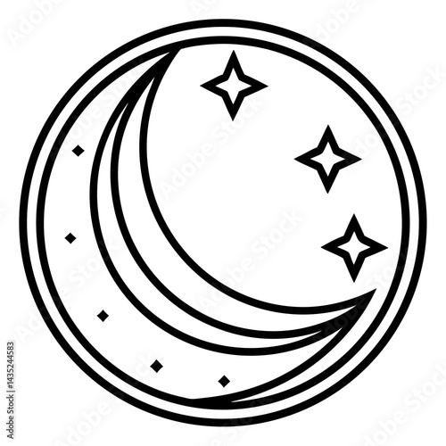 Minimal Moon Icon Vector | Printable Celestial Graphic for Digital & Wall Art