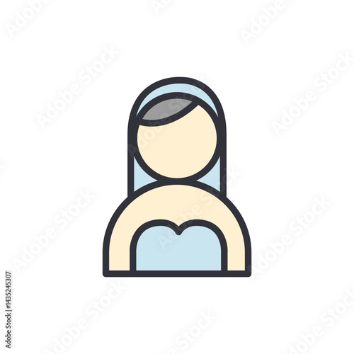 Bride colored icons, minimalist vector illustration ,simple transparent graphic element .Isolated on white background