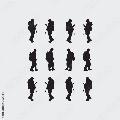 hikers high detailed silhouette free vector set