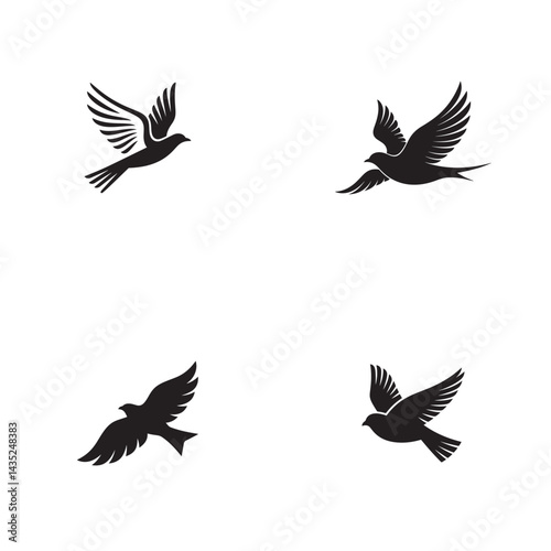 set of silhouettes of birds vector illustration.