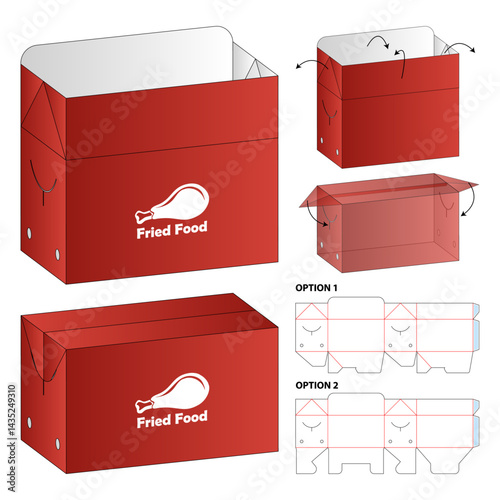 Obraz na plátně Fried Food Packaging Box Template Design