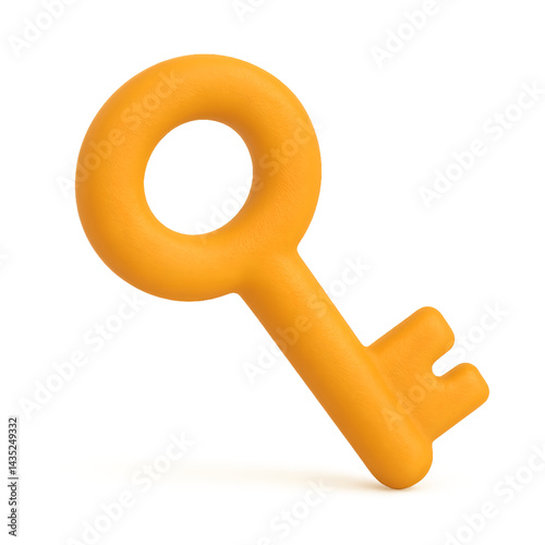 Unlocking success: a golden key to opportunity, security, and access in a 3d rendering style transparent background