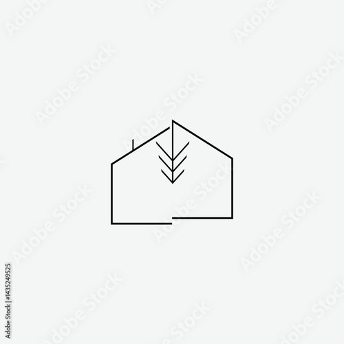 House in minimal flat style cleanness line. The card with line house. Vector illustration
