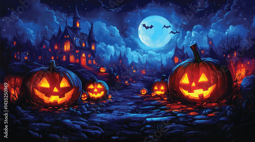 Pumpkin Patch with Glowing Grins.