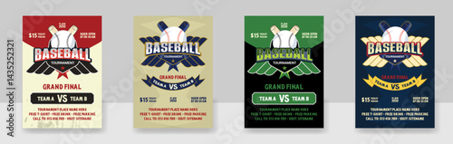 Baseball Championship League flyer Bundle.Volleyball charity tournament flyer layout. Volleyball camp posters