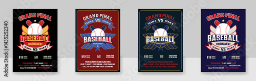Baseball Championship League flyer Bundle.Volleyball charity tournament flyer layout. Volleyball camp posters