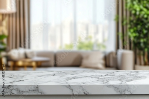 Marble tabletop in modern living room