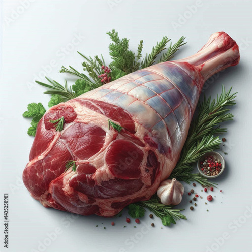 Raw Whole Lamb Leg Isolated on Transparent Background - Fresh Meat Cut for Cooking and Butchery 