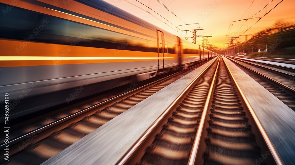 Fototapeta premium Train Tracks at Sunset