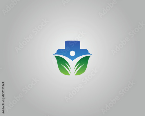 Healthcare Logo Medical Cross with Human and Leaves Symbol Design Modern Vector Template.