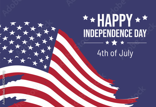 Fourth of July, a national holiday in the USA, showcases patriotic symbols like the flag with its stars and red, white, and blue colors, often displayed on banners celebrating independence and freedom