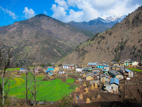 A mountain village in the Kumaun region of the Himalayas (Uttarakhand, India)