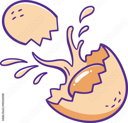 Cracked Egg Splash Vector Illustration – High-Quality Viral Culinary Artwork for Adobe Stock, Perfect for Innovative Food, Cooking, and Recipe Designs in Modern Kitchen Projects