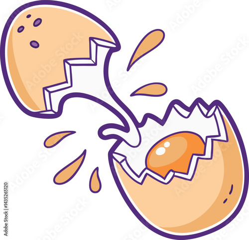 Cracked Egg Splash Vector Illustration – High-Quality Viral Culinary Artwork for Adobe Stock, Perfect for Innovative Food, Cooking, and Recipe Designs in Modern Kitchen Projects