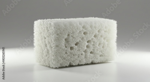 Cleaning Sponge Close-up White on White Surface