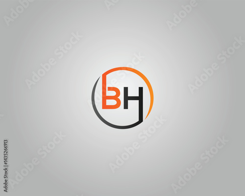 BH Abstract Letter Initial Logo Design Template Vector.