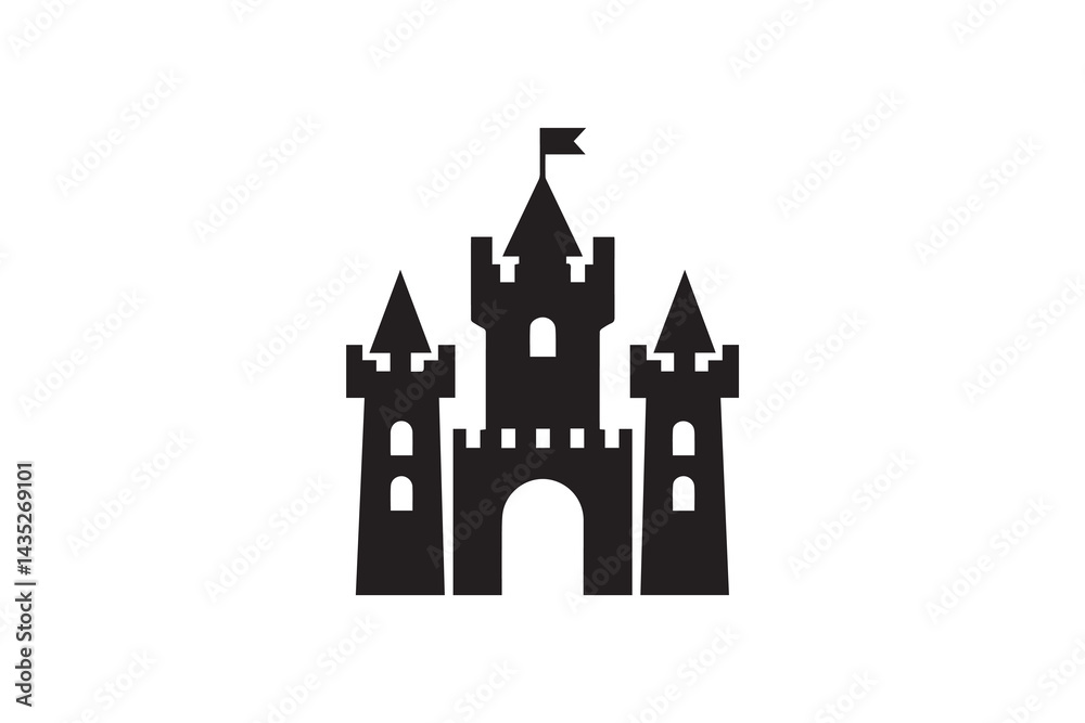 simple and unobtrusive Castle vector silhouette illustration isolated in white background simple and unobtrusive Castle vector silhouette illustration isolated in white background
